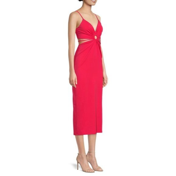 NWOT WALTER BAKER Rivka RED Cutout Midi Dress SIZE M - Picture 1 of 8
